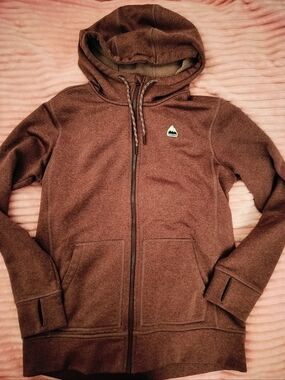 New Burton Maroon Hooded Zip-Up Sweatshirt - Medium